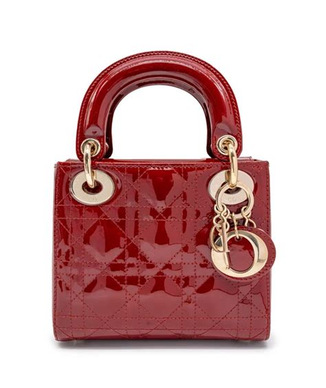 mini cherry red cannage lady dior patent calfskin bag|lady dior cannage bag.